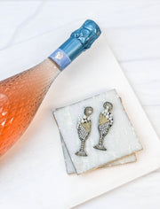 Glitzy Pearl Champagne Statement Earrings